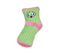 Gralara Dog Squeaky Toy Squeaky Dog Toy Funny Stuffed Socks Expression Bite Sock Shape Interactive Pet Toy Soft Polyester PP Material Suitable for, Green Pink