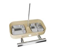 Gralara Double Bowl Birdcage Feeder, Hanging Cage Accessory for Small And Medium-sized Parrots, Yellow Square