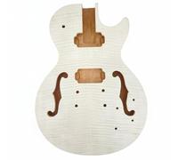 Gralara Electric Body Semi Hollow Guitar Body Maple Veneer Top Mahogany Body Shell Unfinished Ready To Stain Pre For Humbucker Pickup And Bridge Suitable for Custom Workshops Practice Builds