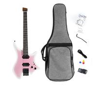 Gralara Electric Stringed Device Modern Contoured Body Neckless Solid Guitar Humbucker Pickup Rosewood Maple Hardwood Suitable for Live Stage Band, Pink