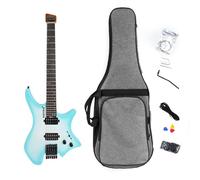 Gralara Electric Stringed Device Modern Contoured Body Neckless Solid Guitar Humbucker Pickup Rosewood Maple Hardwood Suitable for Live Stage Band, Blue And White Gradient