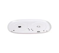 Gralara Elevated Ceramic Kitten Feeding Tray Water Bowl Tray Feeding Drinking Elevated Cat Food Bowl Platter Puppy Kitten Accessories