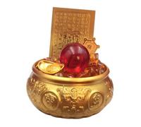 Gralara Feng Shui Traditional Treasure Bowl | Compact Desktop Design, Decorative Bowl with Golden ingots, Embossed, Auspicious Basin with Ancient Tokens, for Home, 7.5cm