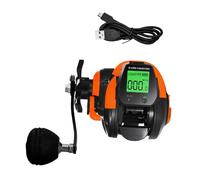 Gralara Fishing Reel with Depth Memory Function and USB Charging for Deep Sea Use, Orange Left Hand