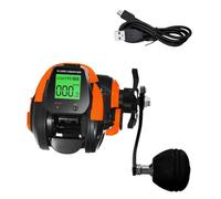 Gralara Fishing Reel with Depth Memory Function and USB Charging for Deep Sea Use, Orange Right Hand