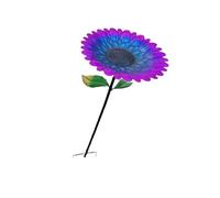 Gralara Flower Shaped Bird Feeder with Stake, Easy to Clean, Weather Resistant, Parrot Bath, Garden, Patio And Balcony Decoration, Blue