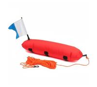 Gralara Freediving Surface Marker Buoy High Visibility Surface Marker Buoy Easy to Inflate Dive Float with Flag for Freedivers, Spearfishers, Sea, Sea, Blue And White Flag