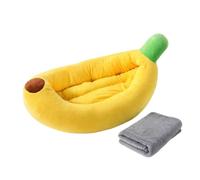Gralara Fruit-Shaped Pet Bed Cute Banana-Shaped Cat Cozy Bed for Kittens, Banana Nest + Blanket, S Suitable For Pets Within 5 Catties