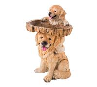 Gralara Garden Bird Bath Bowl Dog Statue Figurine Park Yard Hummingbird Resin Feeder