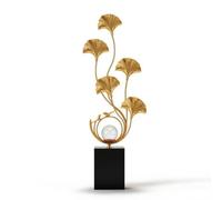 Gralara Ginkgo Leaf Sculpture Tall Metal Leaf Sculpture Modern Decoration for Interior Decorators, Office Lobby