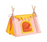 Gralara Hamster Hideout Tent Pet House Nest Accessory Original Triangular And Wood to Create A Safe Breathable Place Suitable for Small Animals to Play A, Pink