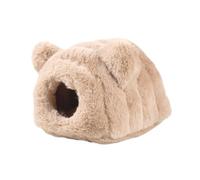 Gralara Hamster Warm Bed House Sleeping Nest Small Animal Retreat with Bear-Shaped Design for Pleasant Warmth And for Pets Winter Decor, Beige