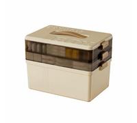 Gralara Home Storage Box Multi-Layer Stacked Organizer Large Capacity Pill Storage Case for Living Room, Cream White, Triple Layer