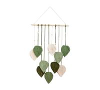 Gralara Macrame Wall Hanging Leaves Woven Tapestry Home Decoration Handmade Leaf Tassels Wall Decor Art for Living Room 40cmx60cm, Green
