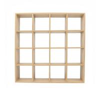 Gralara Miniature 16 Grid Shelf Modern Simple Design 1:12 Scale Bookcase Birch Wood Material Dollhouse Storage Cabinet for Collectors, Hobbyists, Diorama, Wood