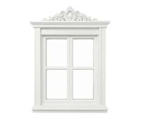 Gralara Miniature Window Frame Gothic Dollhouse Decorative Pane Opening Historical Style suitable for dollhouse rooms model displays themed decoration, White