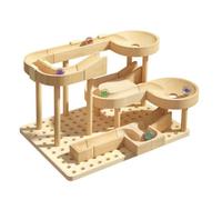 Gralara Modular Marble Mazes with Wooden Blocks | Manual Assembly Play, Marble Run Toy, Compact Tabletop Activity, Construction Set, for Classroom, Kids, Style A