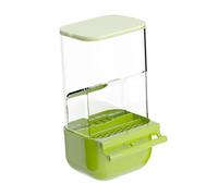 Gralara No Mess Bird Cage Feeder Automatic Parrot Feeder with Perch Clear Sturdy Anti Splashing Food Container for Canary Finch, green