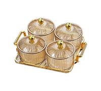 Gralara Nordic Dessert Dividing Plate Condiment Tray Storage Container Dried Fruit Tray Cookies Jar Fruit Snacks Serving Platter for Home Party, Amber 4 Bowls