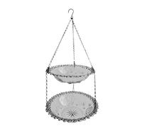 Gralara Outdoor Bird Feeder, Hanging Birdbath, Two-Tier Dish, for Garden And Patio, Gray