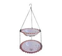 Gralara Outdoor Bird Feeder, Hanging Birdbath, Two-Tier Dish, for Garden And Patio, Purple
