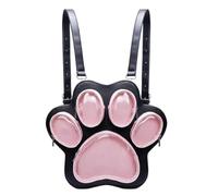 Gralara Paw Print Showcase Backpack Large Capacity Paw Backpack Japanese Style Fashion Accessory for Teens, Collectors, Conventions, Black Pink