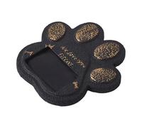 Gralara Paw Shaped Pet Headstone with Frame Accessories 5.9x5.9x0.6inch for Cemetery Use, Black