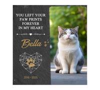 Gralara Pet Memorial Stone Heaven Grave Marker Engraved in Loving for Cat Lovers Dog Headstone, Square Style C