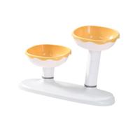 Gralara Raised Cat Bowl, Cat Food Bowl, Multi-Purpose Neck Guard, Cute Adjustable Cat Water Bowl for, Small Dogs, Kittens, yellow