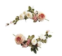 Gralara Realistic Decorative Flower Garland Decorative Wreath Wedding Arch Flowers Swag for Garden Party Front Door Room Decor, White