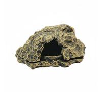 Gralara Reptile Rock Cave Multi-Use Reptile Cave Hide Stable Base Fake Stone for Turtle Tank, Bronze, Reptile Hideout