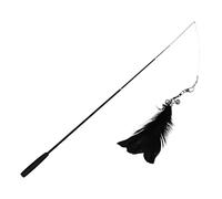 Gralara Retractable Cat Wand Toy Exerciser Exercise Toy Interactive Feather Wand 4 Levels, Black Feather