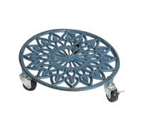 Gralara Rolling Plant Stand Wheeled Planter Saucer Tray Flower Pot Mover Trolley Roller Base Iron Support for Pots Suitable for Indoor Outdoor Home Garden, blue