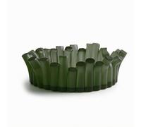 Gralara Round Fruit Tray Translucent Tabletop Display Bowl Smoky Decorative Storage Bowl for Coffee Table, Living Room, Green, 33 33 10.5cm