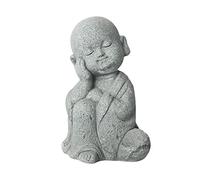 Gralara Sandstone Buddha Monk Statue Figurines for Flower Pot Decor Sculptures, single hand on face