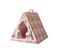 Gralara Semi-Enclosed Tent Bed | Soft luxurious Exterior, Cave with tassel Trim, Padded, Burrow Bed, for Indoor, Living Room, Bedroom, Cats, pups, Pink, L