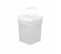 Gralara Square Bucket Storage Container Tear Strip Lid Food Pail Heavy-Duty Structure Space-Saving Design Suitable for Pantry Storage, Clear, 13L