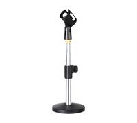Gralara Stand Desktop Adjustable Tabletop Mic Stand Metal Construction Non Slip Base Sturdy Support Suitable for Home Office Meeting Re, Electroplated Silver