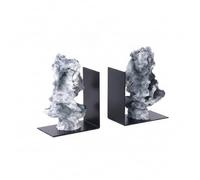 Gralara Stone Bookends Textured L-Shaped Bookends Minimalist House Ornament for Bookshelf