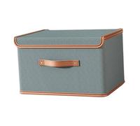 Gralara Storage Bin with Lid Cloth Storage Basket Collapsible Box with Handle Container Dog Toys Organizer for Clothing Home Pantry, Gray 44x30x29cm