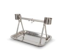 Gralara Tabletop Bird Stand with Cups Easy to Clean Stainless Avian Perch with Tray Rustproof Pet Supply for Parrots, Budgies, Countertop
