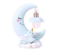 Gralara Unicorn Moon Night Light Desk Light Home Decoration Gift Creative Ornament LED Nightlight Bedside Lamp for Office Bedside, Blue
