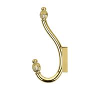 Gralara Wall Hook Zinc Alloy Double Hook Featuring Fluted End and Curved Hook Body for Coats Hats Bags and Towels Suitable for Entryways Bedrooms Kitchens and Bathrooms, Bright Gold