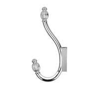 Gralara Wall Hook Zinc Alloy Double Hook Featuring Fluted End and Curved Hook Body for Coats Hats Bags and Towels Suitable for Entryways Bedrooms Kitchens and Bathrooms, Bright Silver