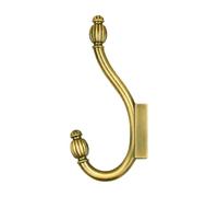 Gralara Wall Hook Zinc Alloy Double Hook Featuring Fluted End and Curved Hook Body for Coats Hats Bags and Towels Suitable for Entryways Bedrooms Kitchens and Bathrooms, Brushed Bronze