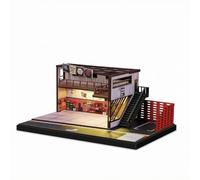 Gralara Warehouse Repair Shop Miniature External Staircase Two-Level Workshop Model Dark Foundation Freestanding Display Base