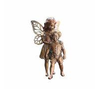 Gralara Winged Siblings Statue Hand Painted Bronze Look Patio Cherub Ornament All Outdoor Youthful Sprite Figure and Girl Figurine for Patio