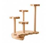 Gralara Wood Grain Finish Collectible Display Shelf Tiered Star Pedestal Rack with Vertical Wood Columns Freestanding Tabletop Organizer for Miniature Figures , 5-Stand