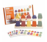 Gralara Wooden Doll Shape Matching Toy Hand-Eye Coordination Wooden Figure Matching Blocks Cognitive Development Child-Centered Shape Sorter Toy for 3+, Kids