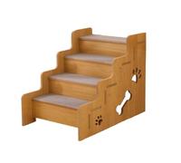 Gralara Wooden Pet Stair Dog Stair Portable for Small Medium Older Cat,Dog,Stable,Dog Steps,Dog Cat Ladder for Cars Couch Bed, 4 Steps